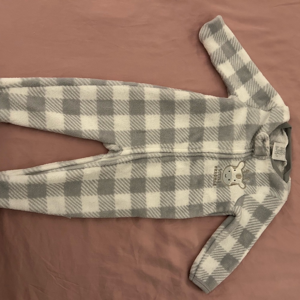 Cozy Gray Checkered Kids One Piece